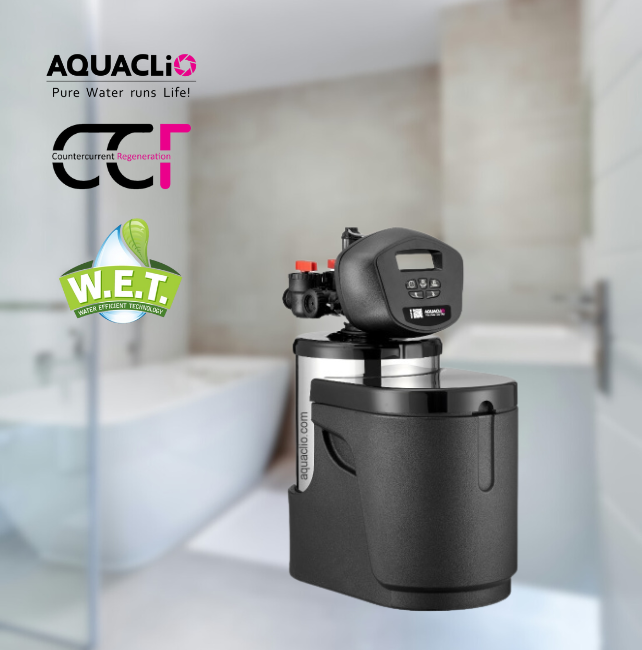家用軟水系統 / 去除水垢設備 / 石灰質過濾器 AQUACLiO VWS-180R / 旗艦型軟水機 / WET節能反洗技術 乾式鹽箱設計 / 缺鹽警示系統 / 自動消毒過濾罐 不鏽鋼軟水器 / 歐洲製造軟水設備 軟水器推薦 / 水垢太多怎麼辦 / 家用水質改善 居家用水升級 / 節省用水用鹽 / 高效軟水系統