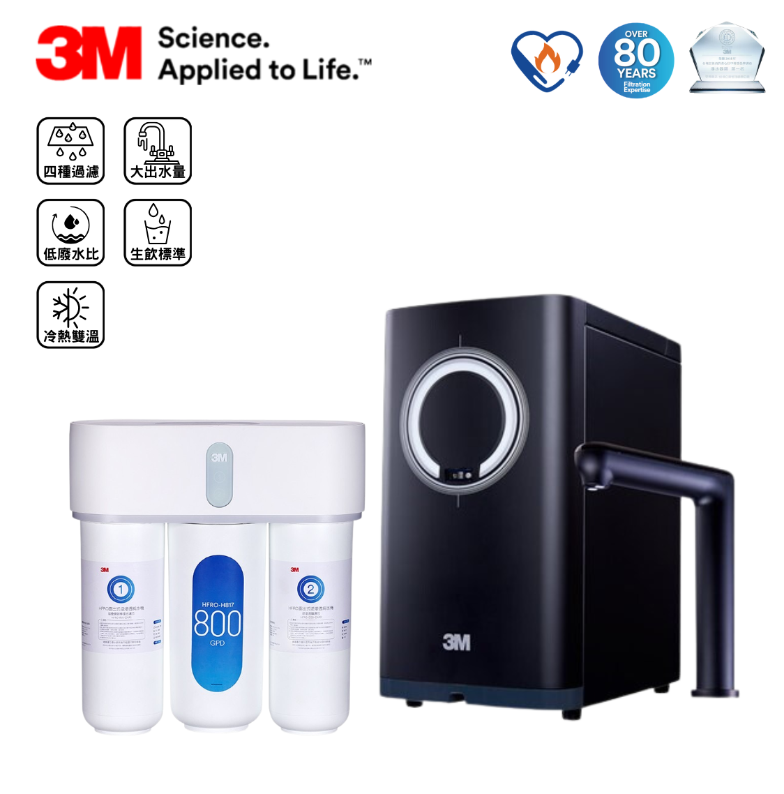 變頻加熱器 / 雙溫觸控加熱器 / 直出式純水機 / 逆滲透水機 / 四段精密過濾 / 4.2L熱桶 / 即時出水 / Dual Flow水路設計 / 水質過濾系統 / FDA認證 / 安全熱水器 / 節能加熱系統